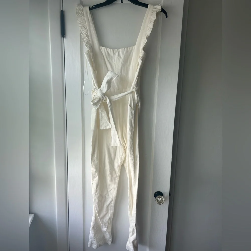 White Ruffle Jumpsuit - Picture 3 of 4